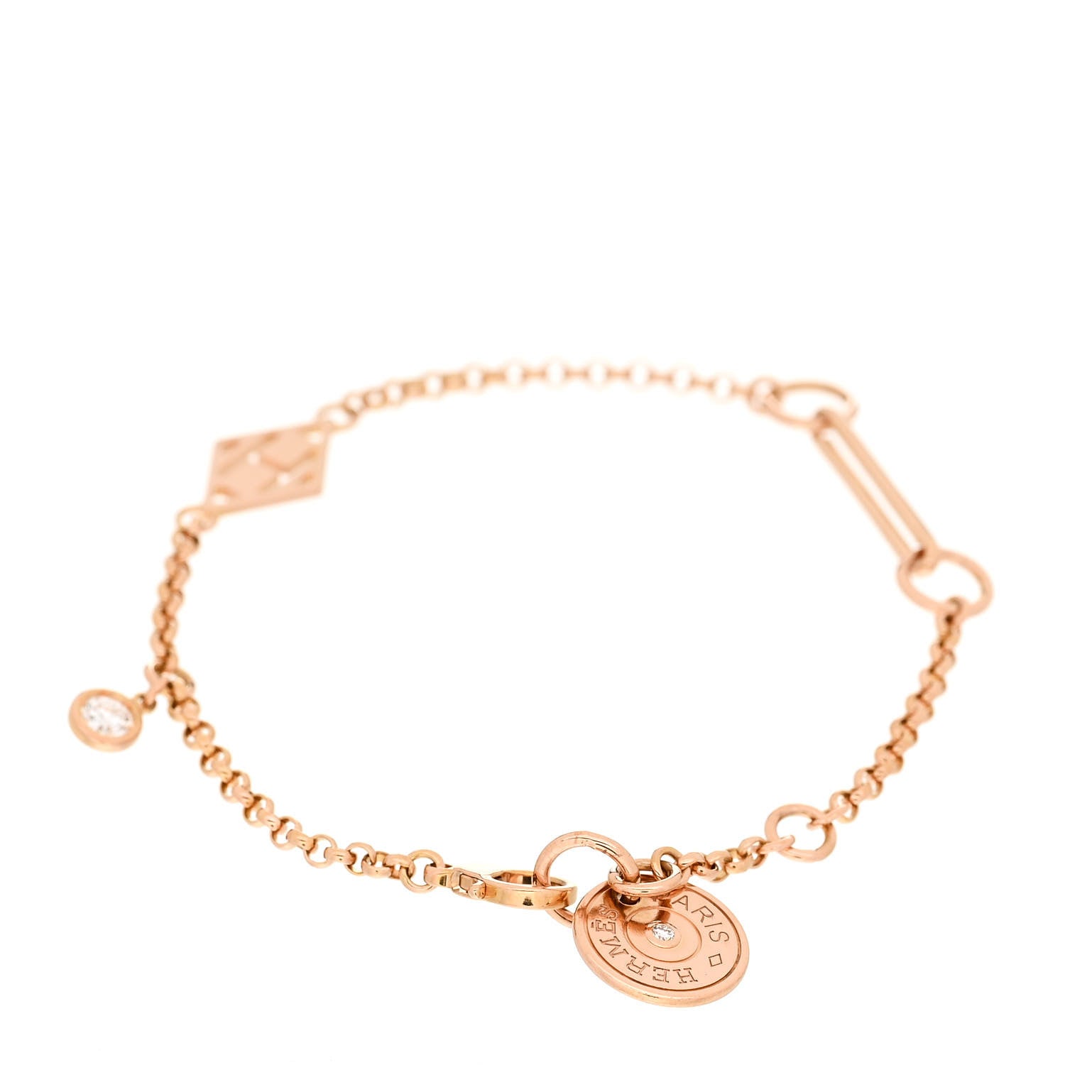 Hermes 18K Rose Gold Diamond Gambade Bracelet SH 2 of 4