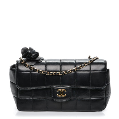 Chanel Lambskin Quilted Mini Chocolate Bar Camellia Flap Black 1 of 7