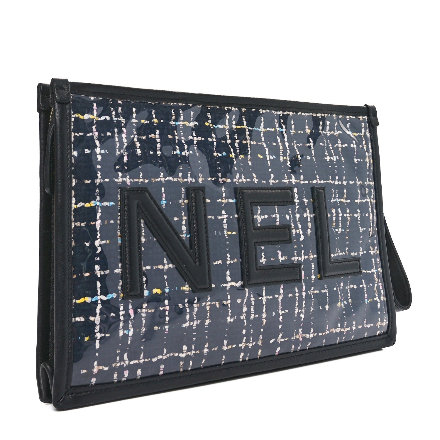 Chanel Tweed PVC Lambskin Large Pouch Black 3 of 10