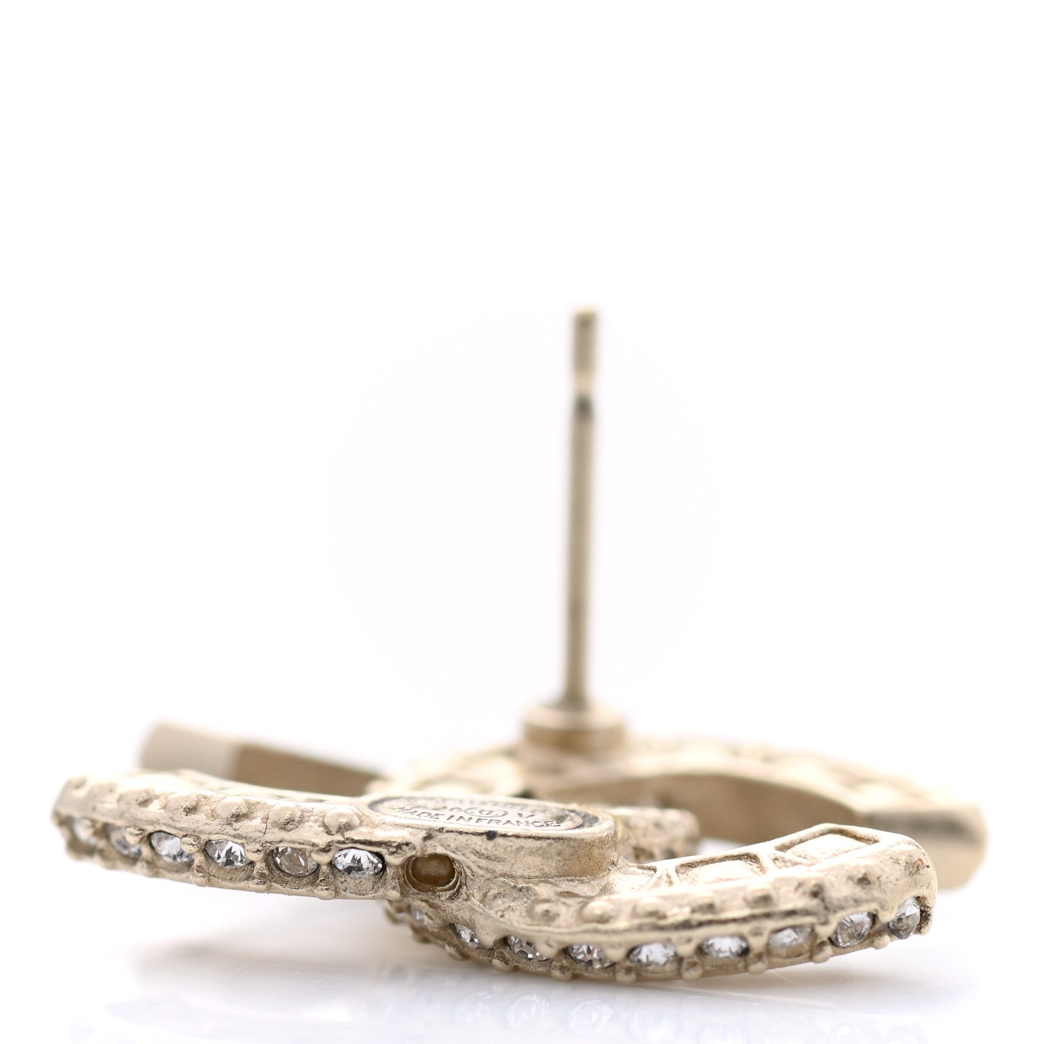 Chanel Crystal Timeless CC Earrings Light Gold 5 of 7