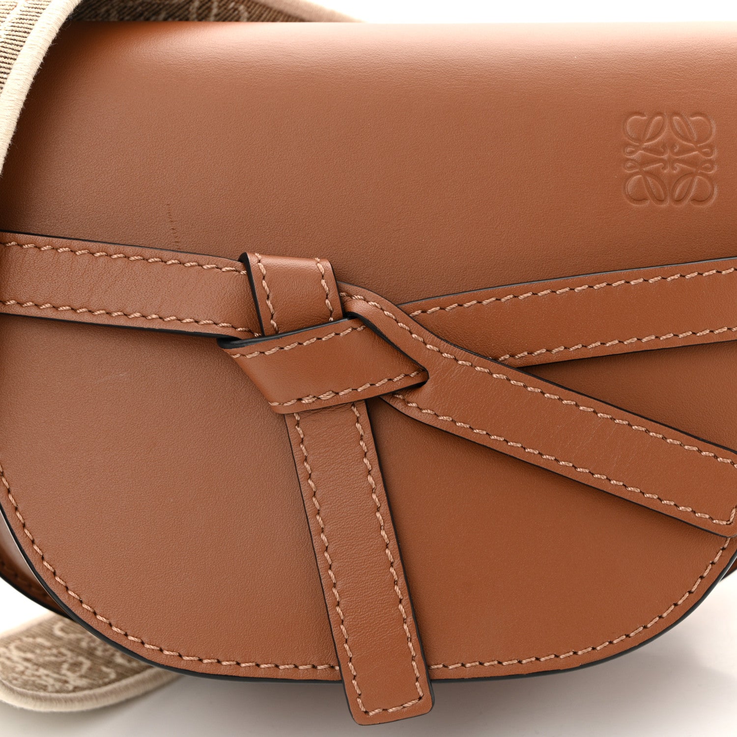Loewe Calfskin Jacquard Mini Gate Dual Bag Tan 8 of 11