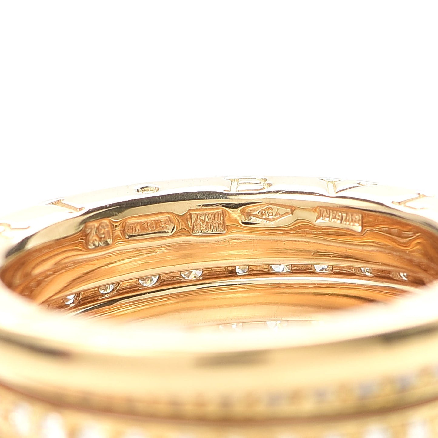 18K Yellow Gold Diamond B.Zero1 Four-Band Pave Ring 52 6