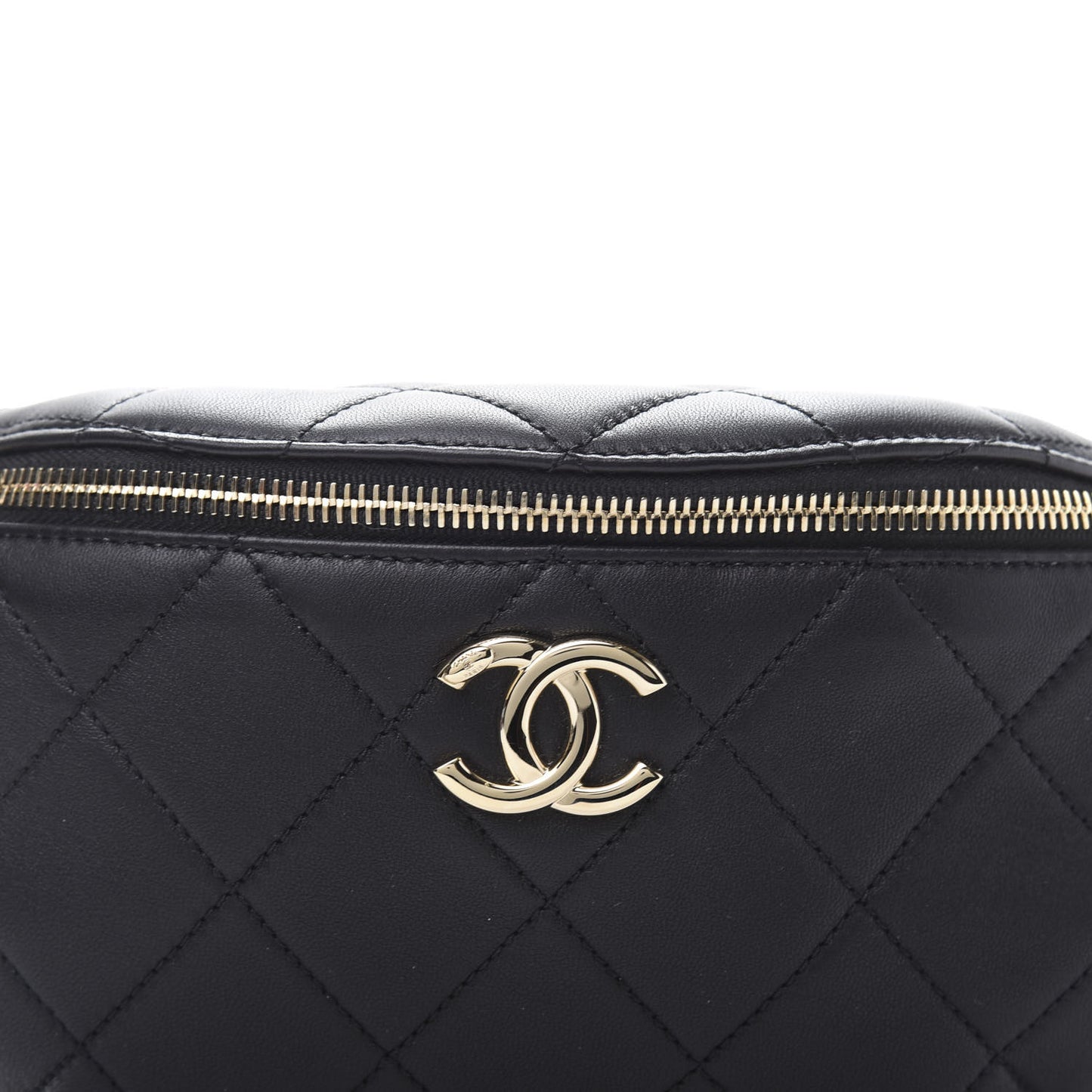 Lambskin Quilted Waist Belt Bag Black