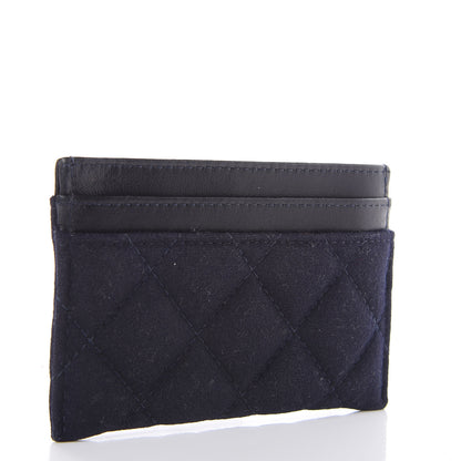 Chanel Felt Quilted Coco Mademoiselle CC Card Holder Navy 3 of 10