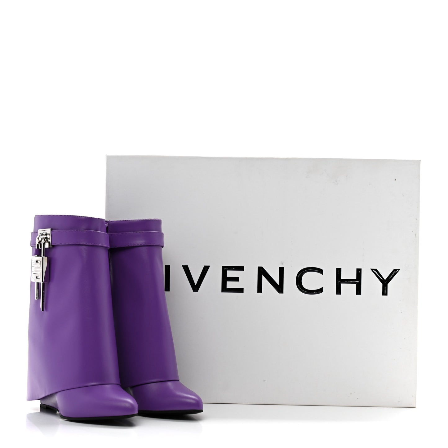 Calfskin Shark Lock Ankle Boots 38 Ultraviolet