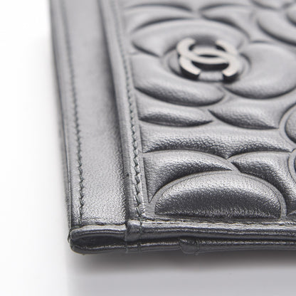Chanel Lambskin Camellia Embossed Card Holder So Black 9 of 10