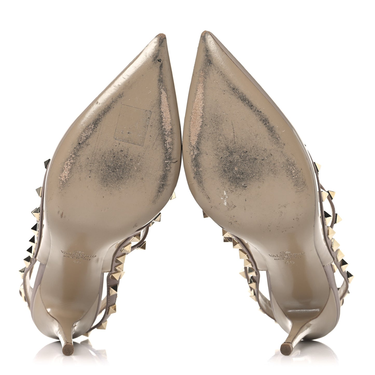 Patent Nappa Rockstud Ankle Strap 100mm Pumps 40 Poudre