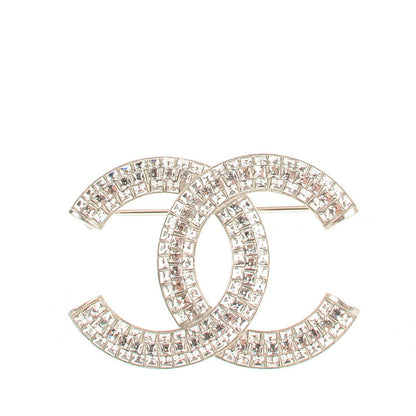 Chanel Baguette Crystal CC Brooch Silver 1 of 5