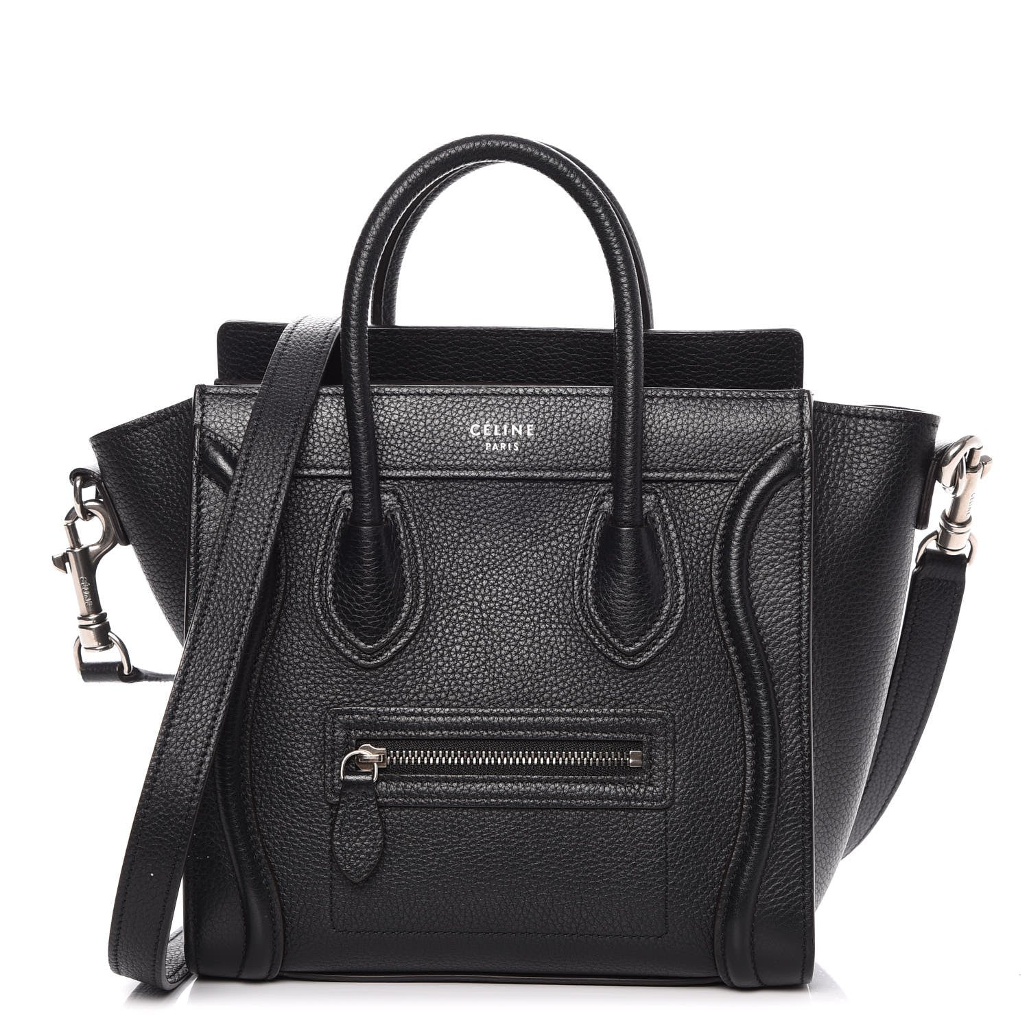 Celine Drummed Calfskin Nano Luggage Black 1 of 9