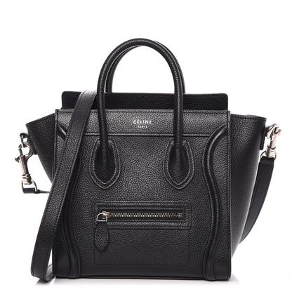 Celine Drummed Calfskin Nano Luggage Black 1 of 9