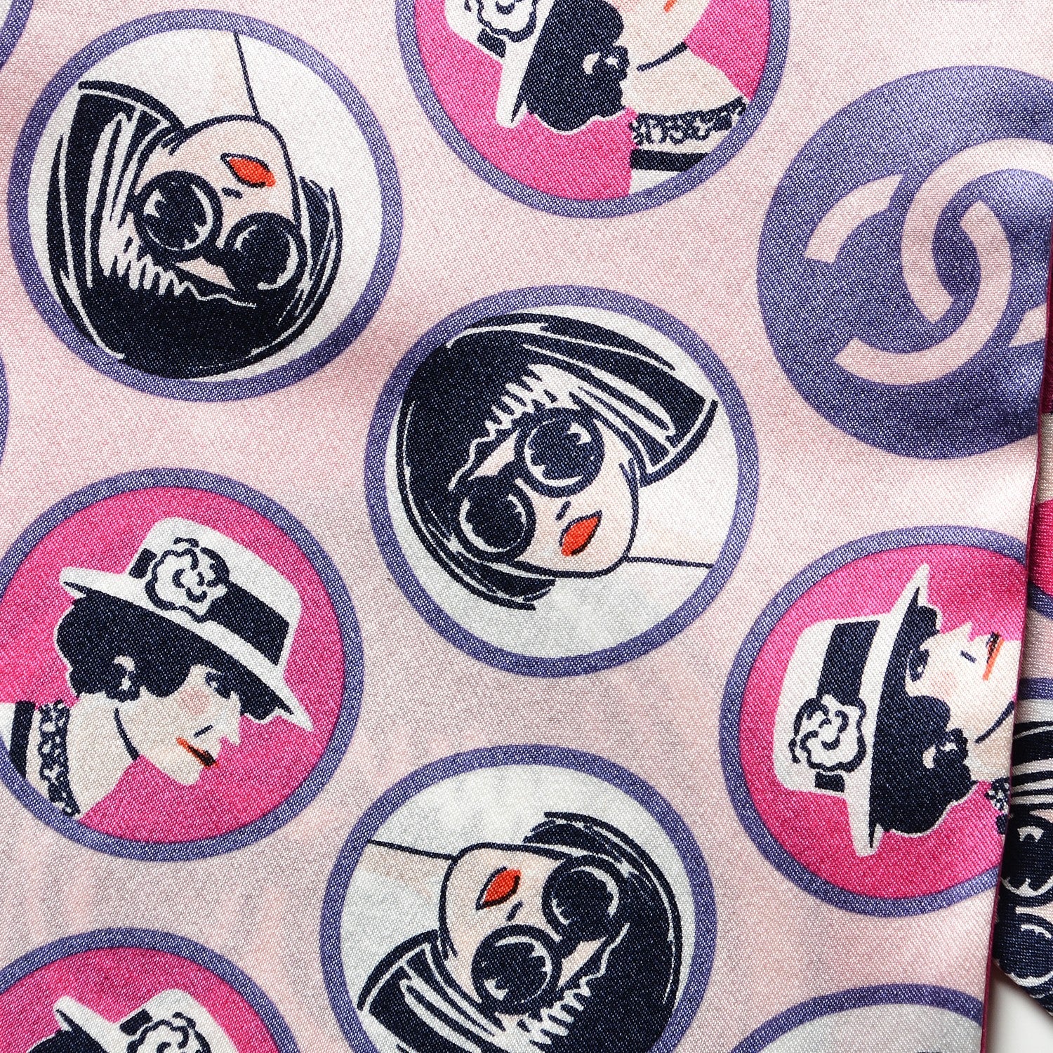 Chanel Silk Mademoiselle Portrait Scarf Pink Multi 3 of 5