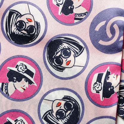 Chanel Silk Mademoiselle Portrait Scarf Pink Multi 3 of 5