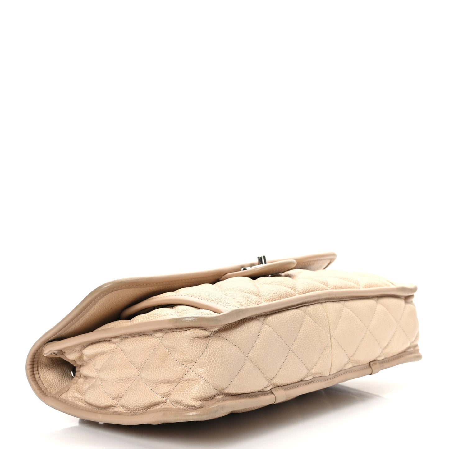 Caviar Quilted Large French Riviera Flap Beige