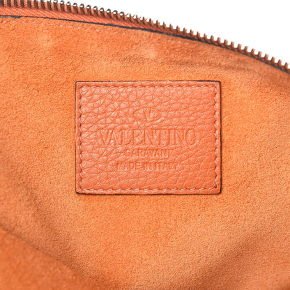 Valentino Garavani Grained Calfskin Turquoise Large Rockstud Rolling Zip Pouch Orange 6 of 8