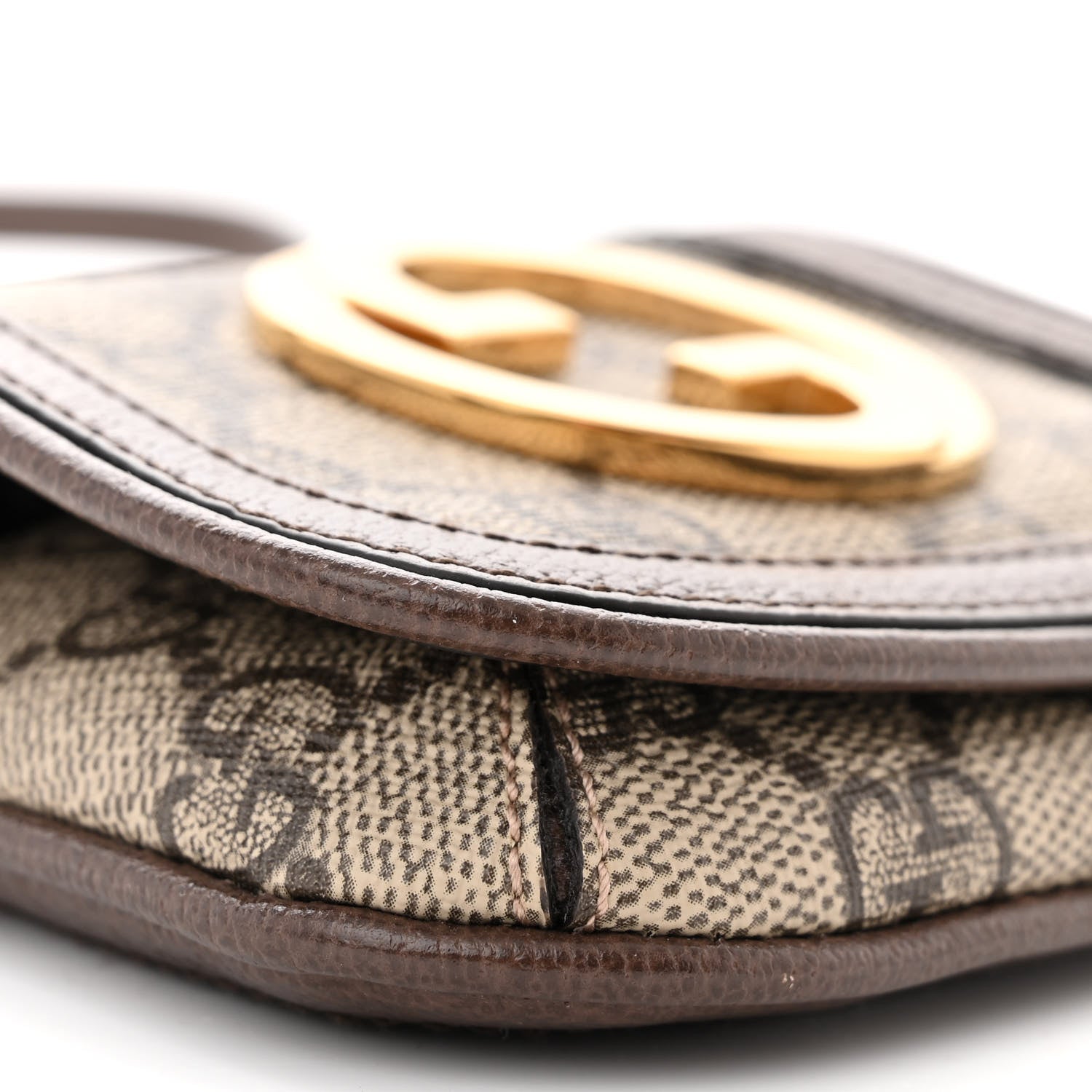 Gucci GG Supreme Monogram Textured Dollar Calfskin Blondie Card Case Wallet with Strap Beige Ebony New Acero 9 of 10