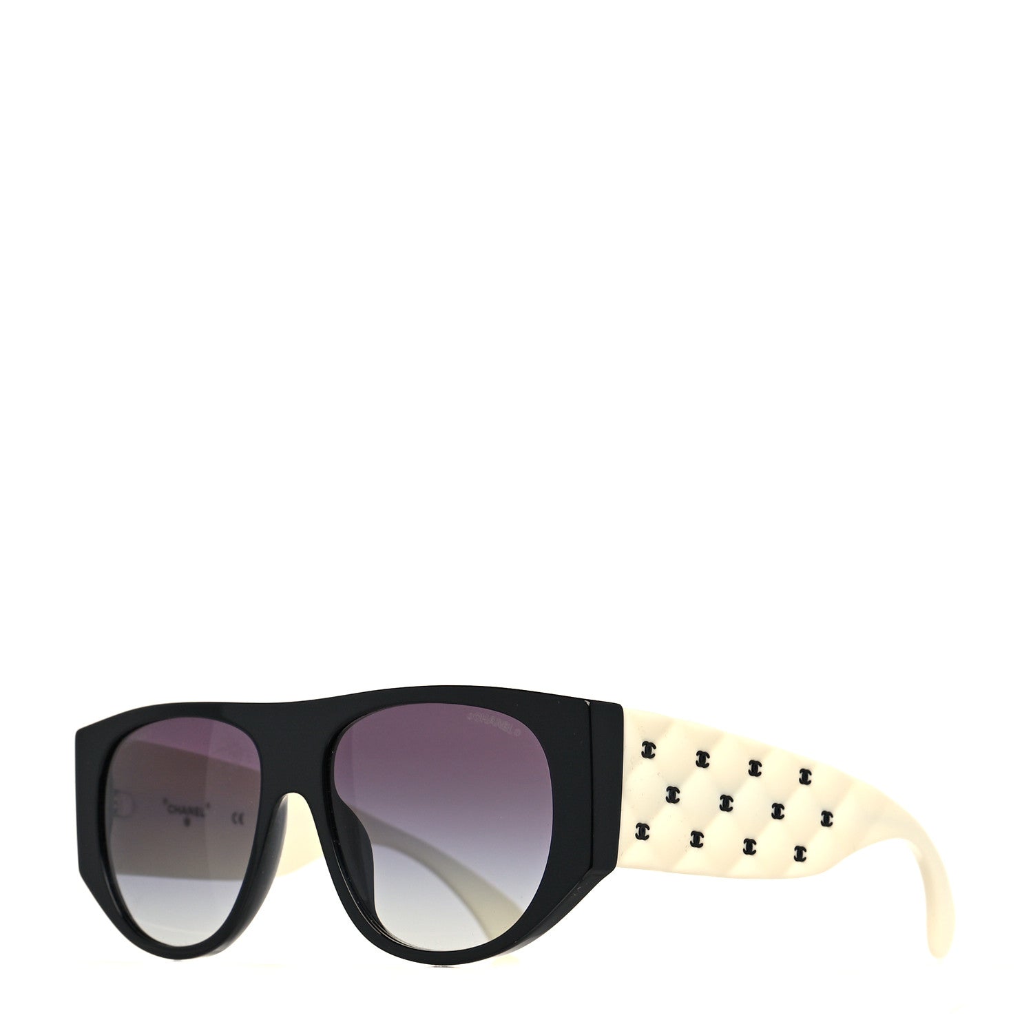 Chanel Acetate Quilted CC Pilot Sunglasses 71465 White Black 1 of 8