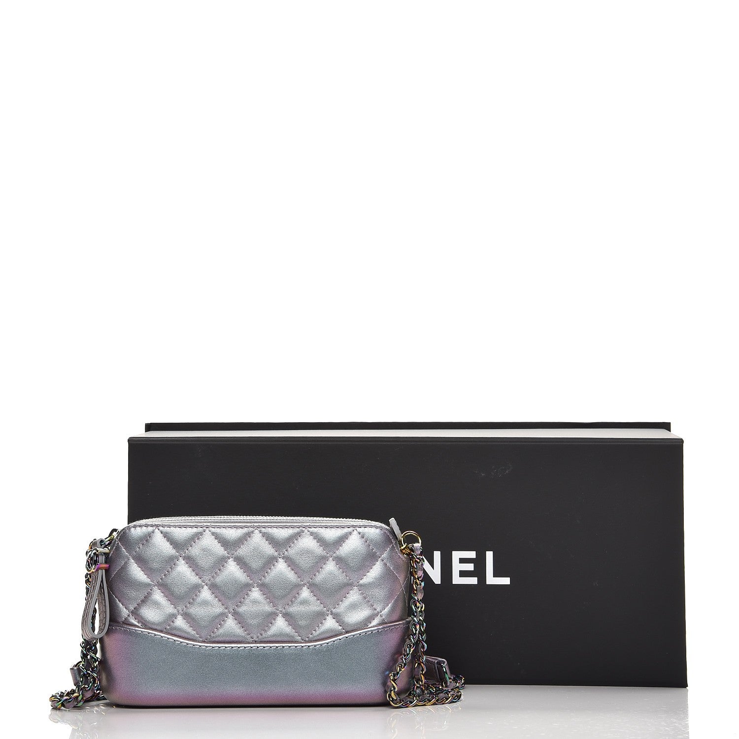 Chanel Iridescent Lambskin Calfskin Quilted Small Gabrielle Clutch With Chain Light Purple 9 of 9