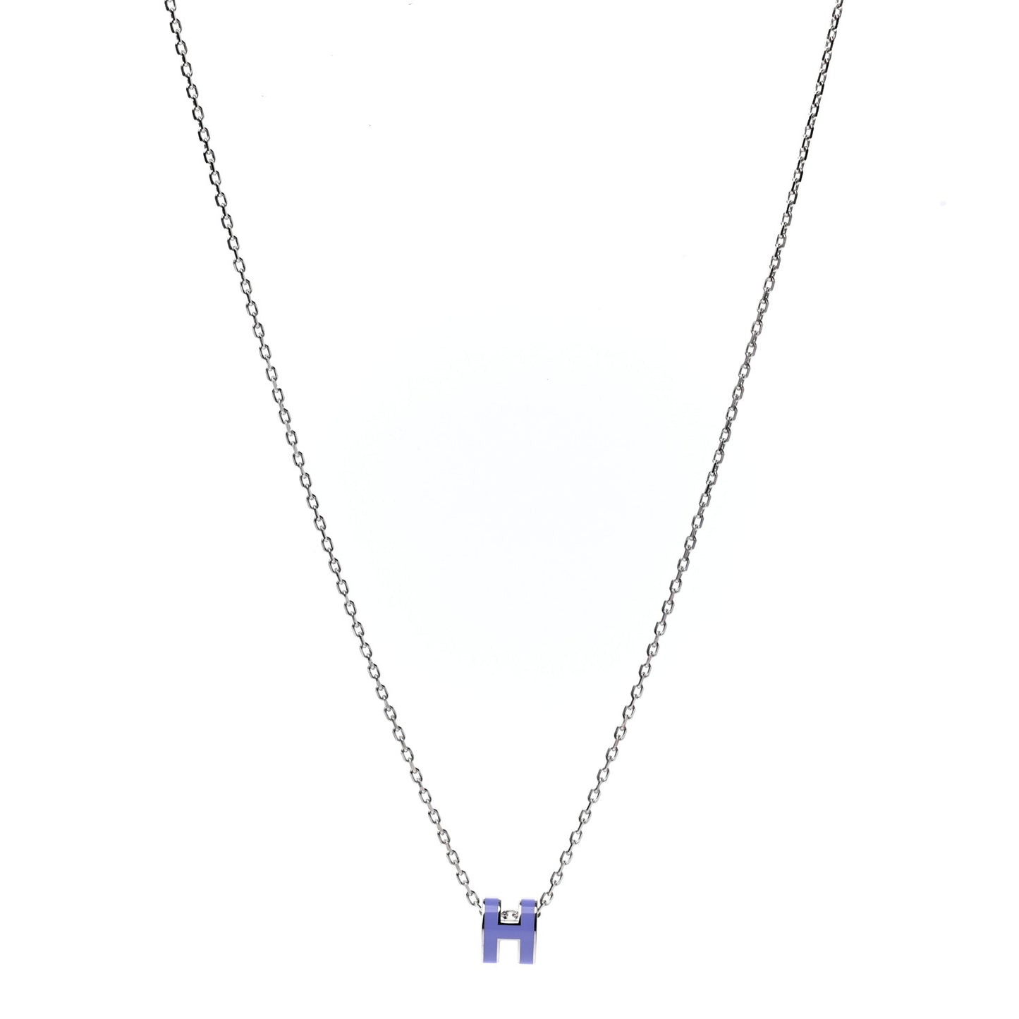 Lacquered Palladium Mini Pop H Pendant Necklace Parme