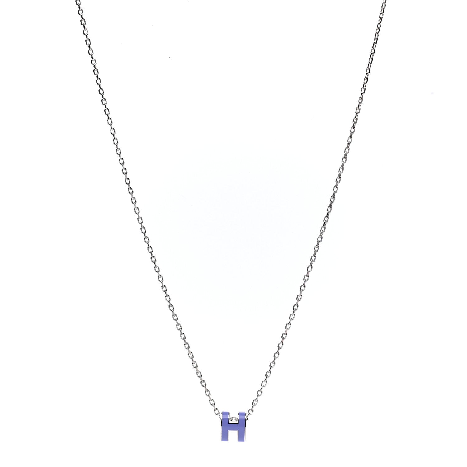 Hermes Lacquered Palladium Mini Pop H Pendant Necklace Parme 1 of 6