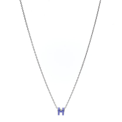 Hermes Lacquered Palladium Mini Pop H Pendant Necklace Parme 1 of 6
