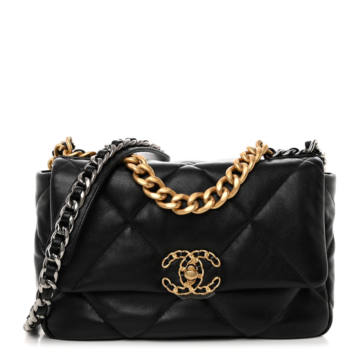 Lambskin Quilted Medium Chanel 19 Flap Black