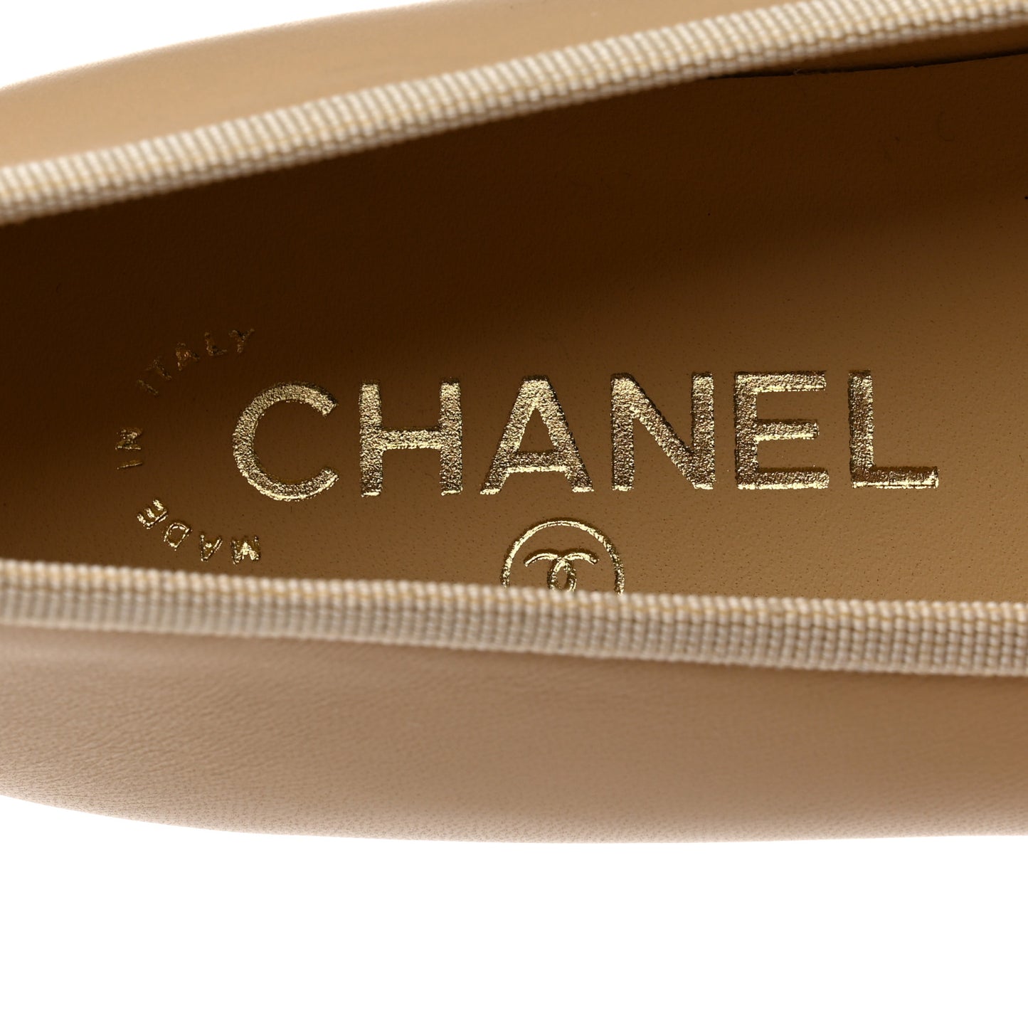 Lambskin Cap Toe CC Ballerina Flats 38 Beige Black