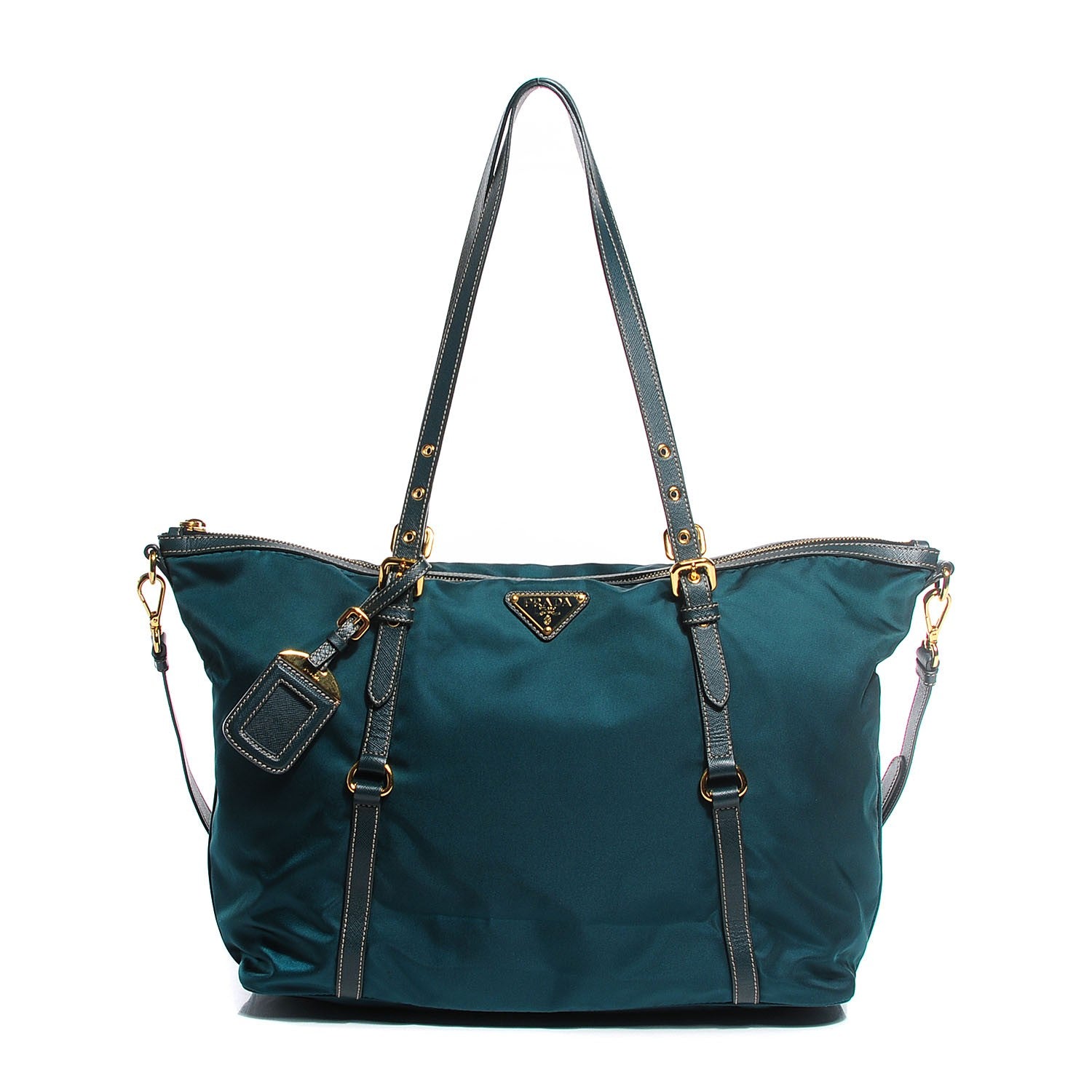 Prada Tessuto Nylon Saffiano Tote Ottanio 1 of 11
