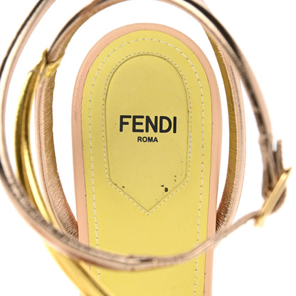 Fendi Metallic Nappa Fendi First 95mm Strappy Sandals 41 Argento Stagno Oro Champagne 6 of 7