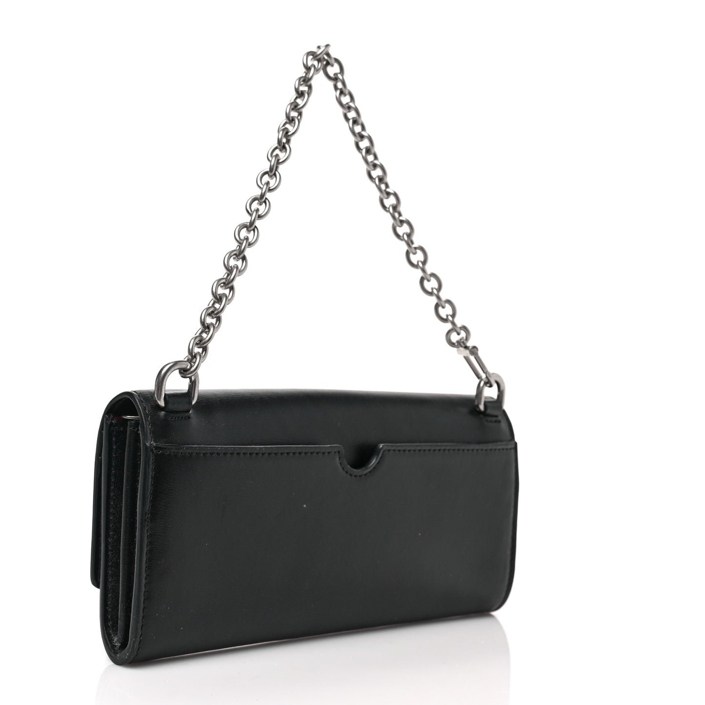Calfskin Jitney Logo Flap Wallet On Chain Black