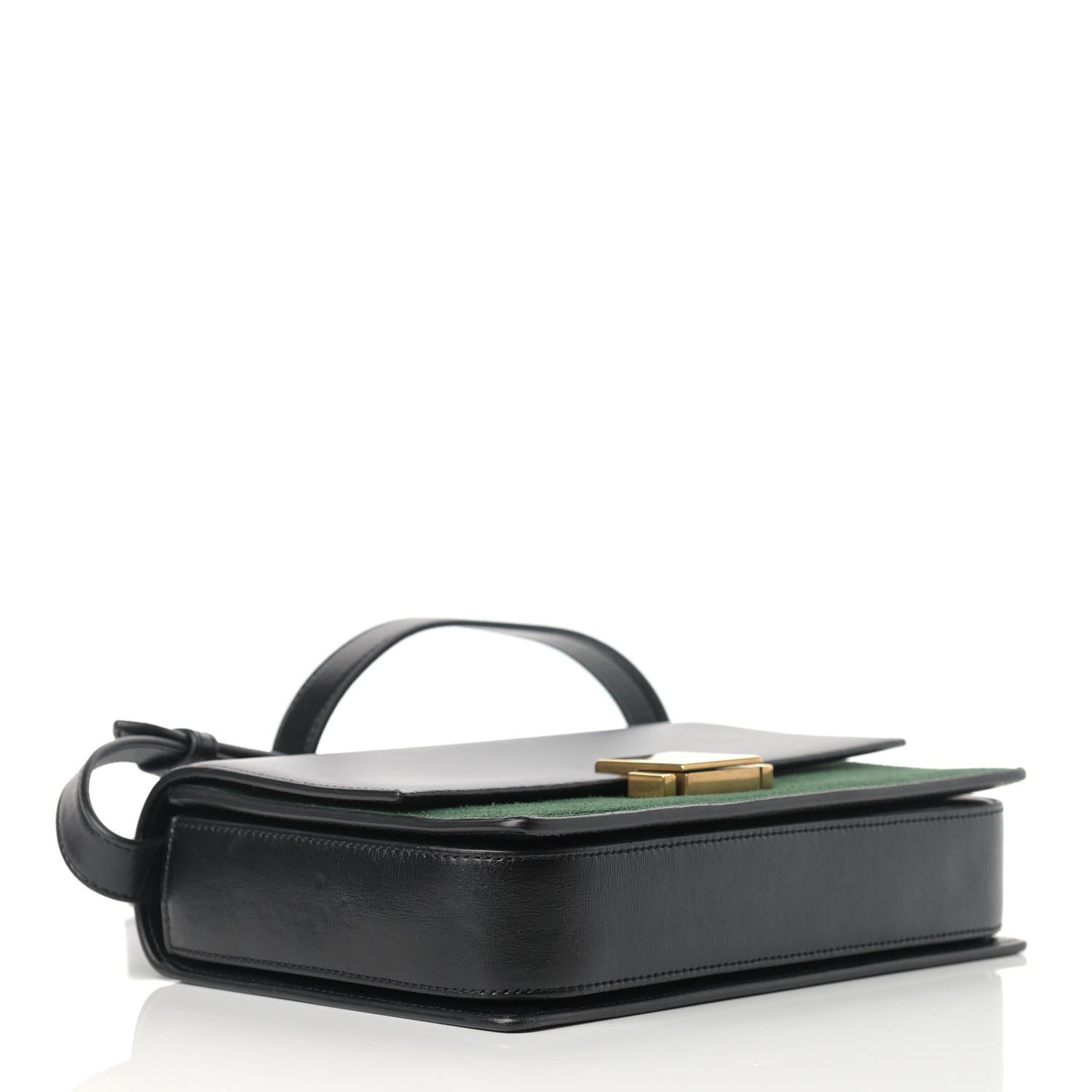 Saint Laurent Smooth Calfskin Suede Medium Bellechasse Black Dark Green 4 of 11