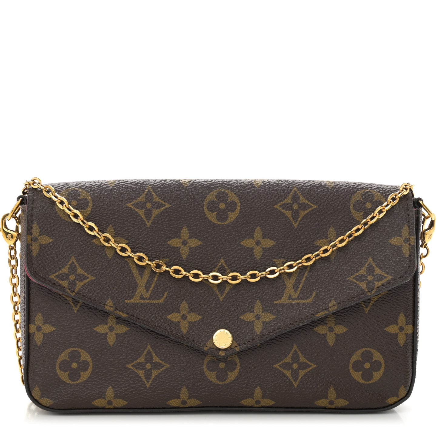 Monogram Pochette Felicie Chain Wallet Fuchsia