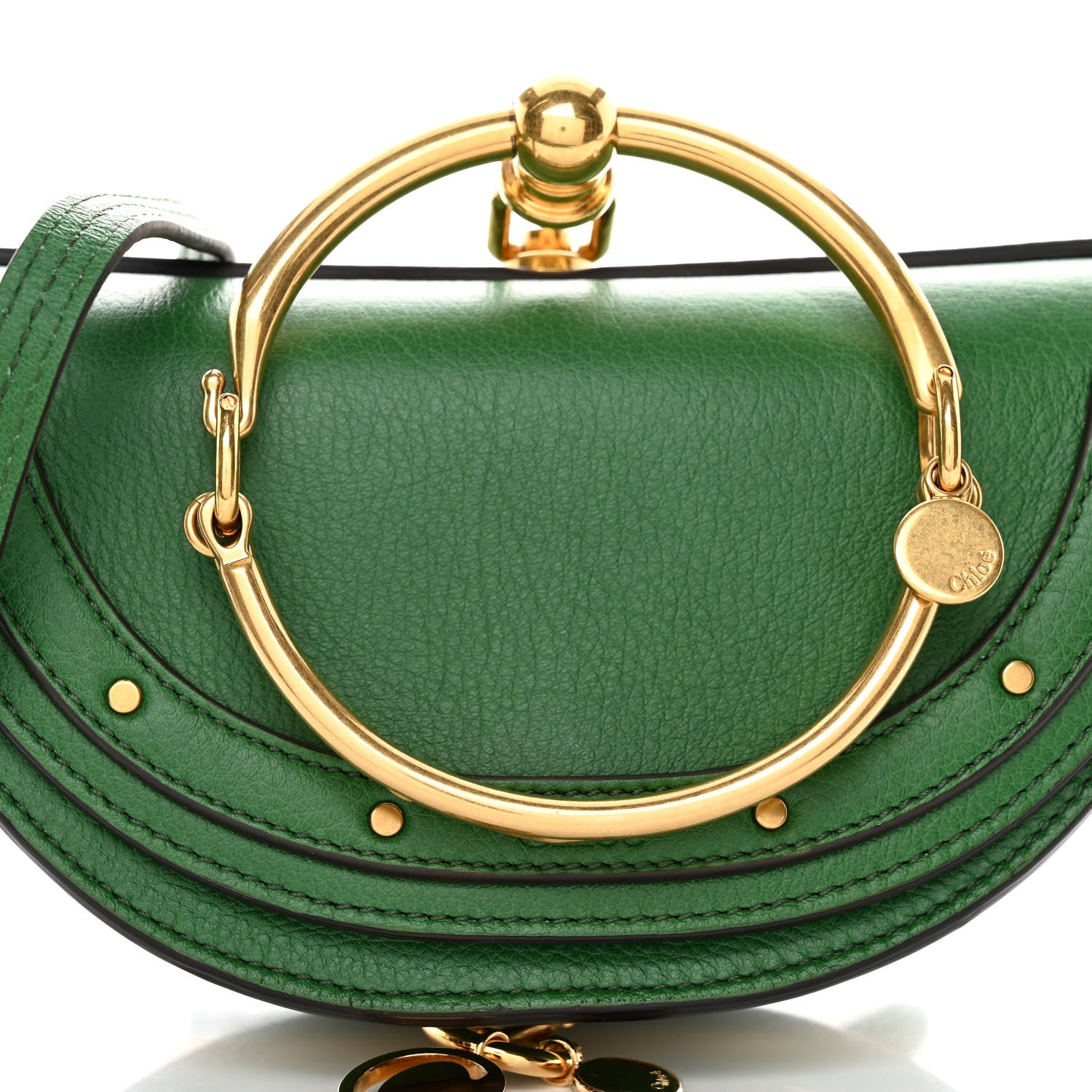 Chloe Calfskin Small Nile Bracelet Minaudiere Bag Deep Pine 7 of 10