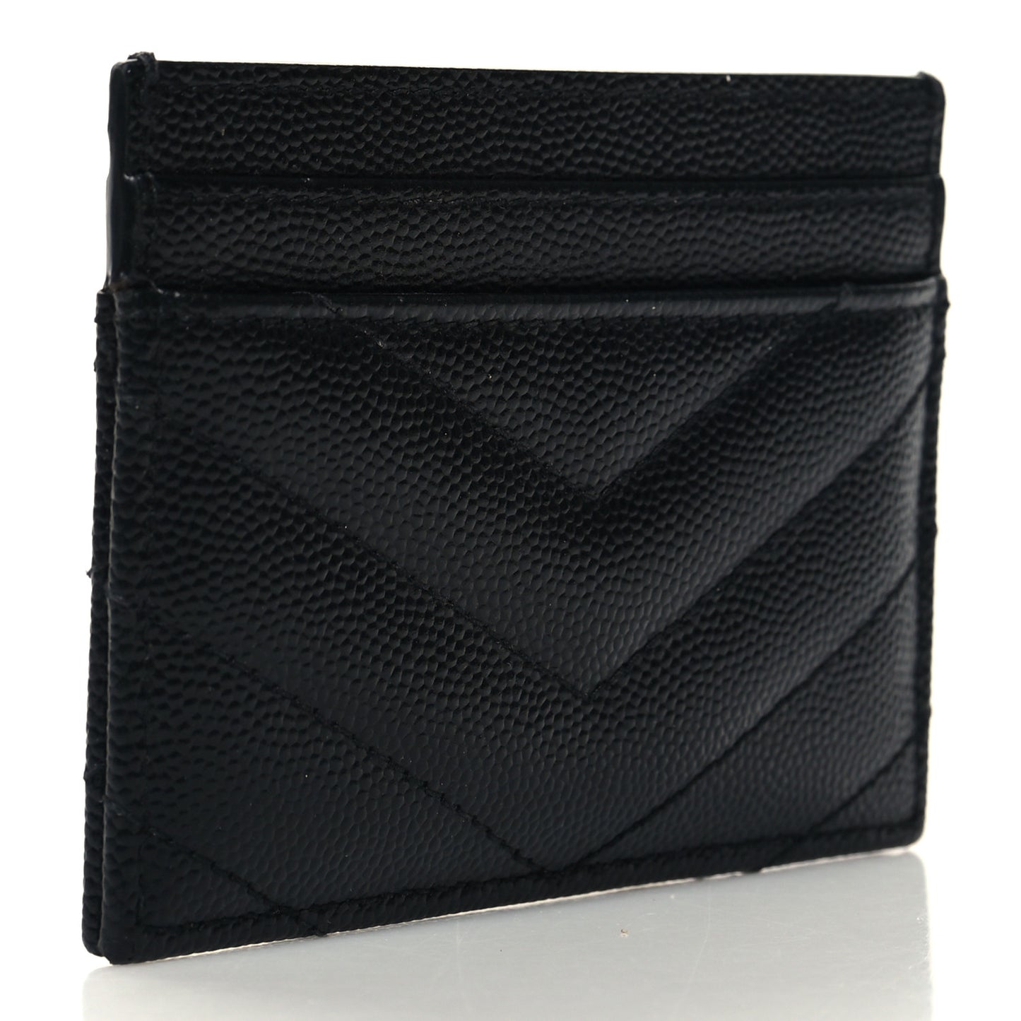 Grain De Poudre Matelasse Chevron Monochrome Monogram Credit Card Case Black