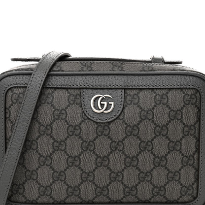 Gucci GG Supreme Monogram Textured Dollar Calfskin Small Ophidia Top Handle Shoulder Grey Black Graphite Grey 7 of 9