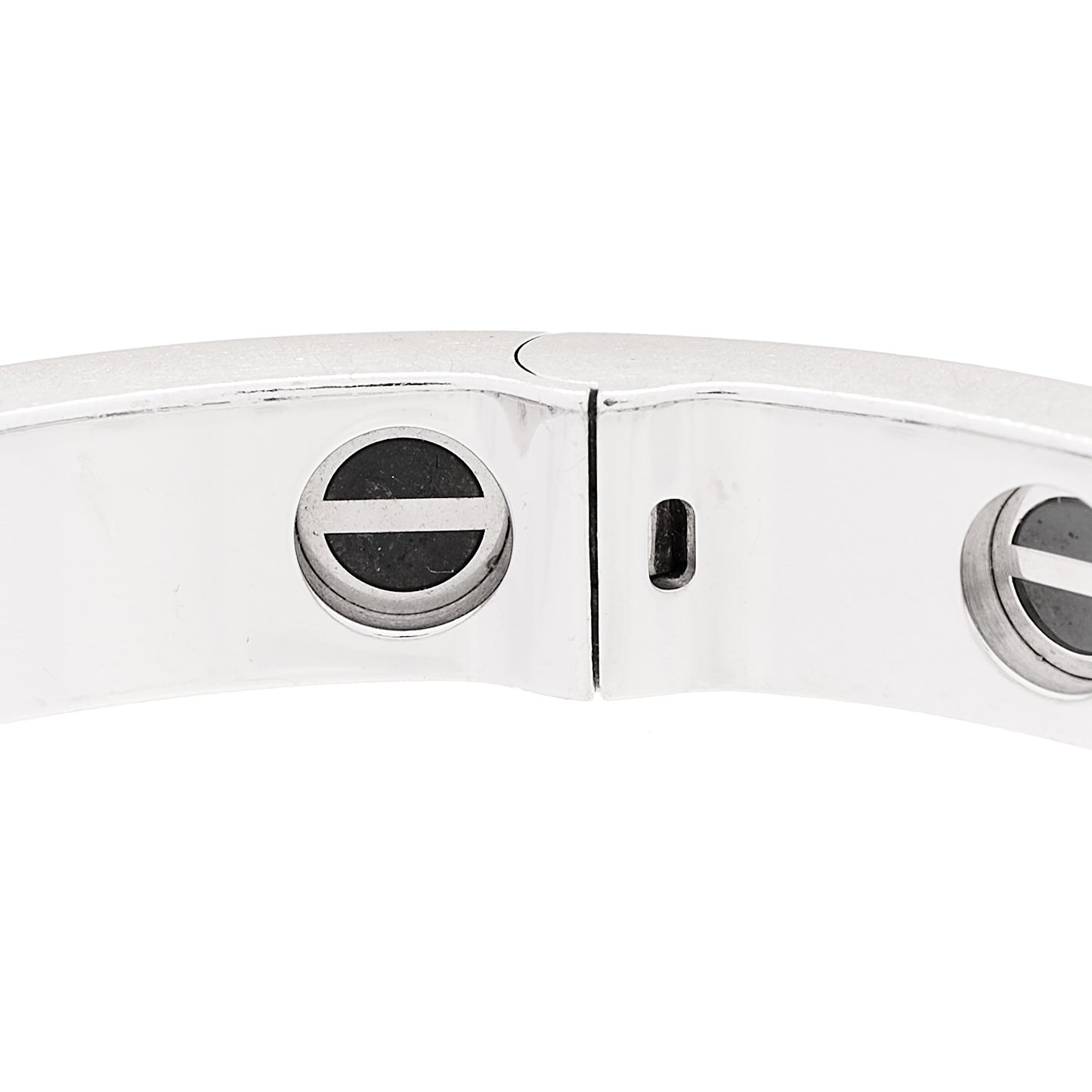 18K White Gold Diamond Ceramic LOVE Paved Bracelet 17
