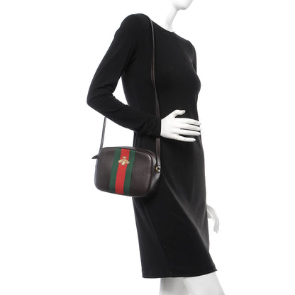 Gucci Textured Calfskin Web Small Webby Bee Shoulder Bag Brown Coffee 2 of 8