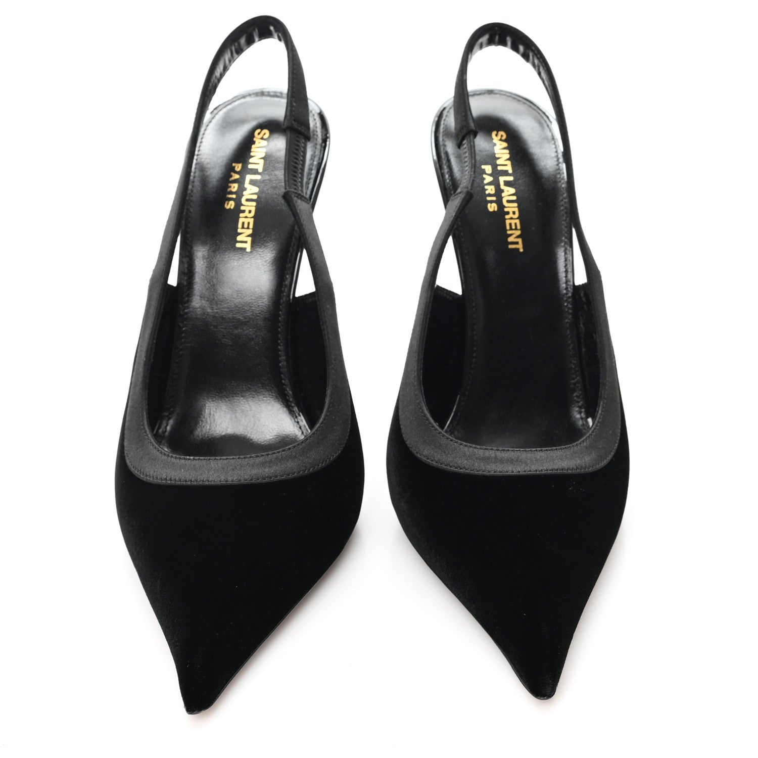 Saint Laurent Velluto Master Raso Regale Victoire 115 Slingback Pumps 40 Black 3 of 10