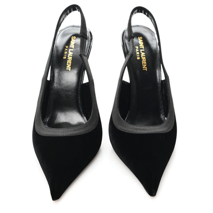 Saint Laurent Velluto Master Raso Regale Victoire 115 Slingback Pumps 40 Black 3 of 10