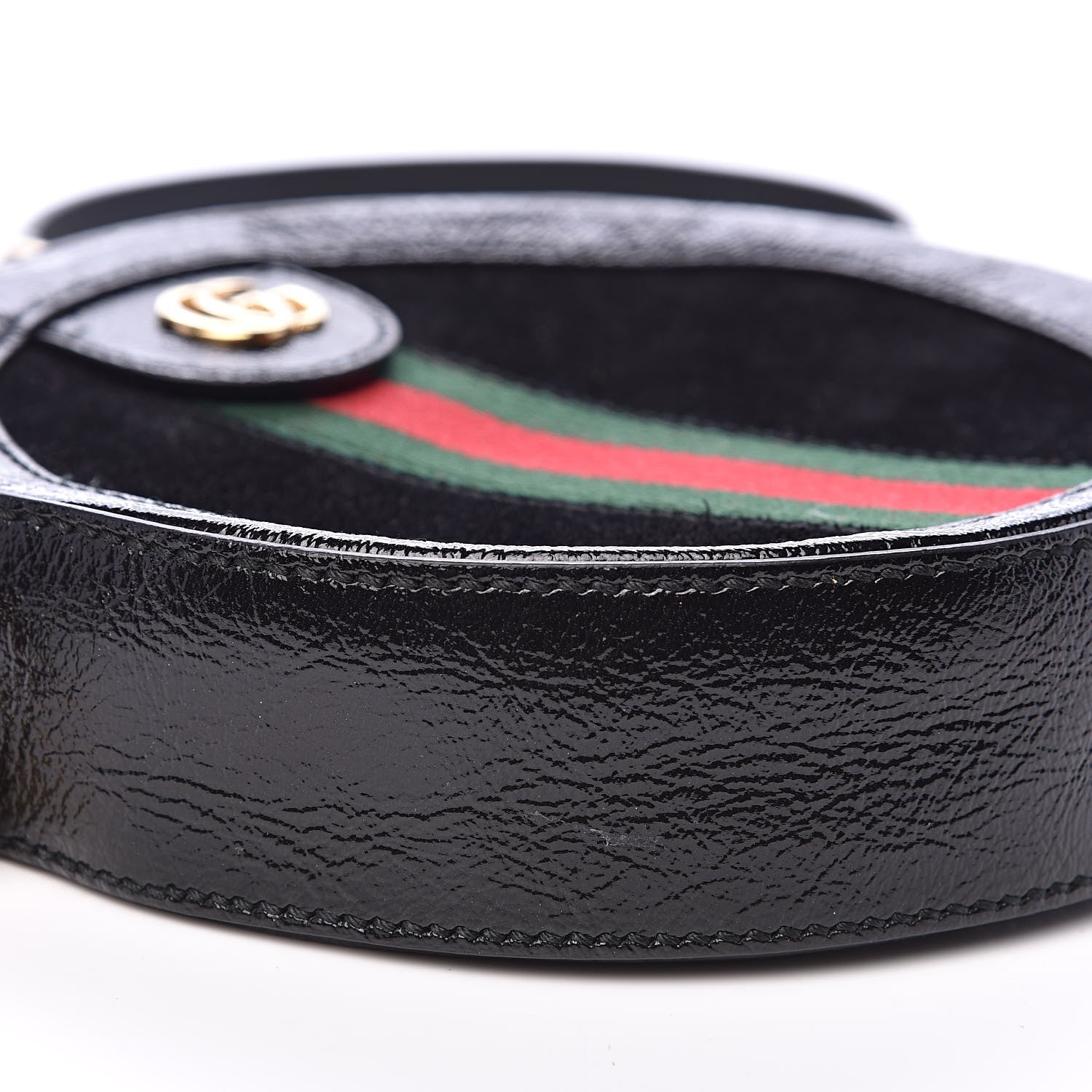 Gucci Suede Patent Web Mini Ophidia Round Shoulder Bag Black 8 of 12