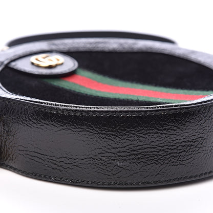 Gucci Suede Patent Web Mini Ophidia Round Shoulder Bag Black 8 of 12