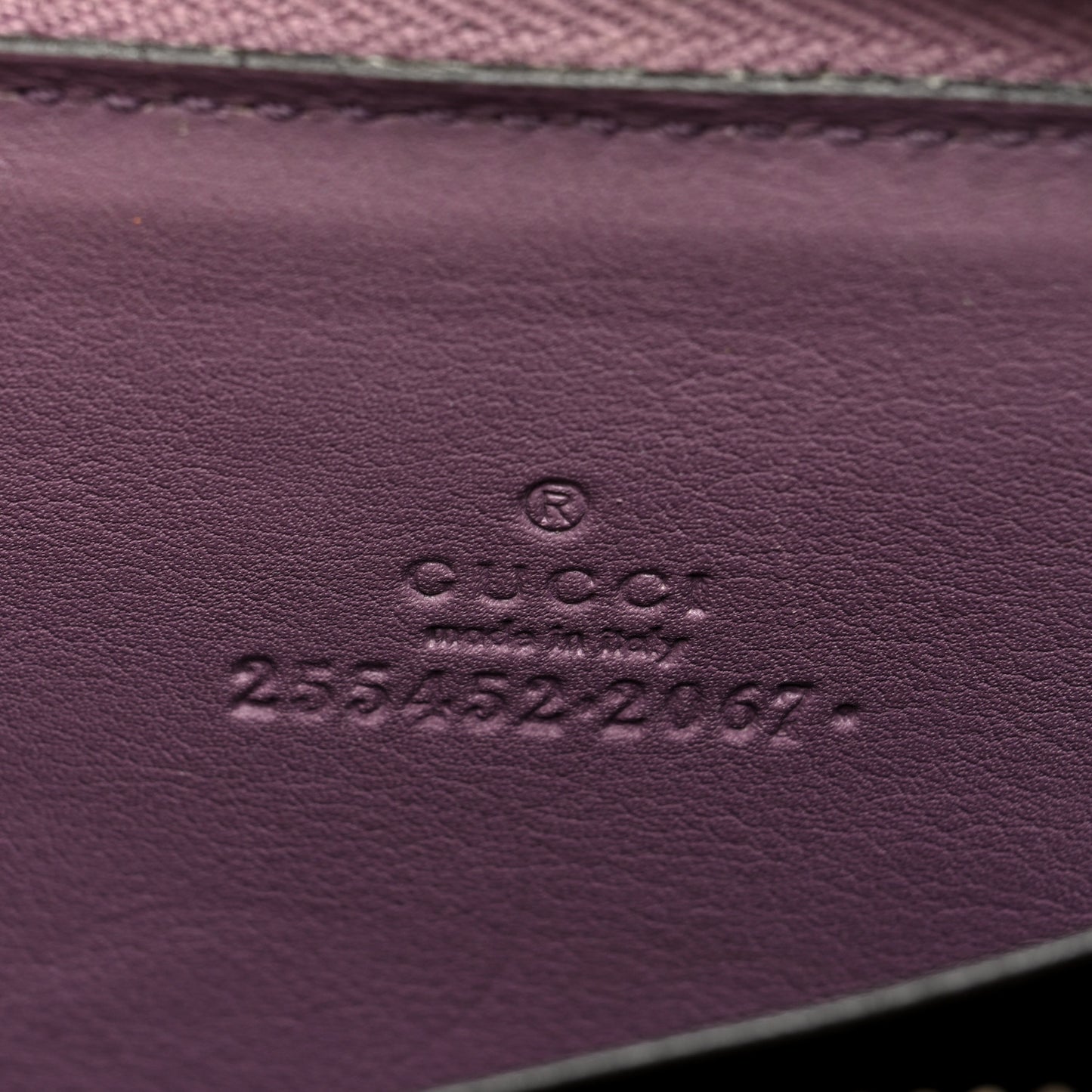 Patent Microguccissima Zip Around Card Case Mauve