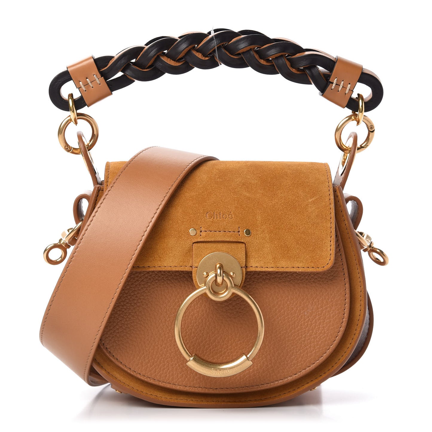 Calfskin Suede Small Braided Tess Bag Autumnal Brown