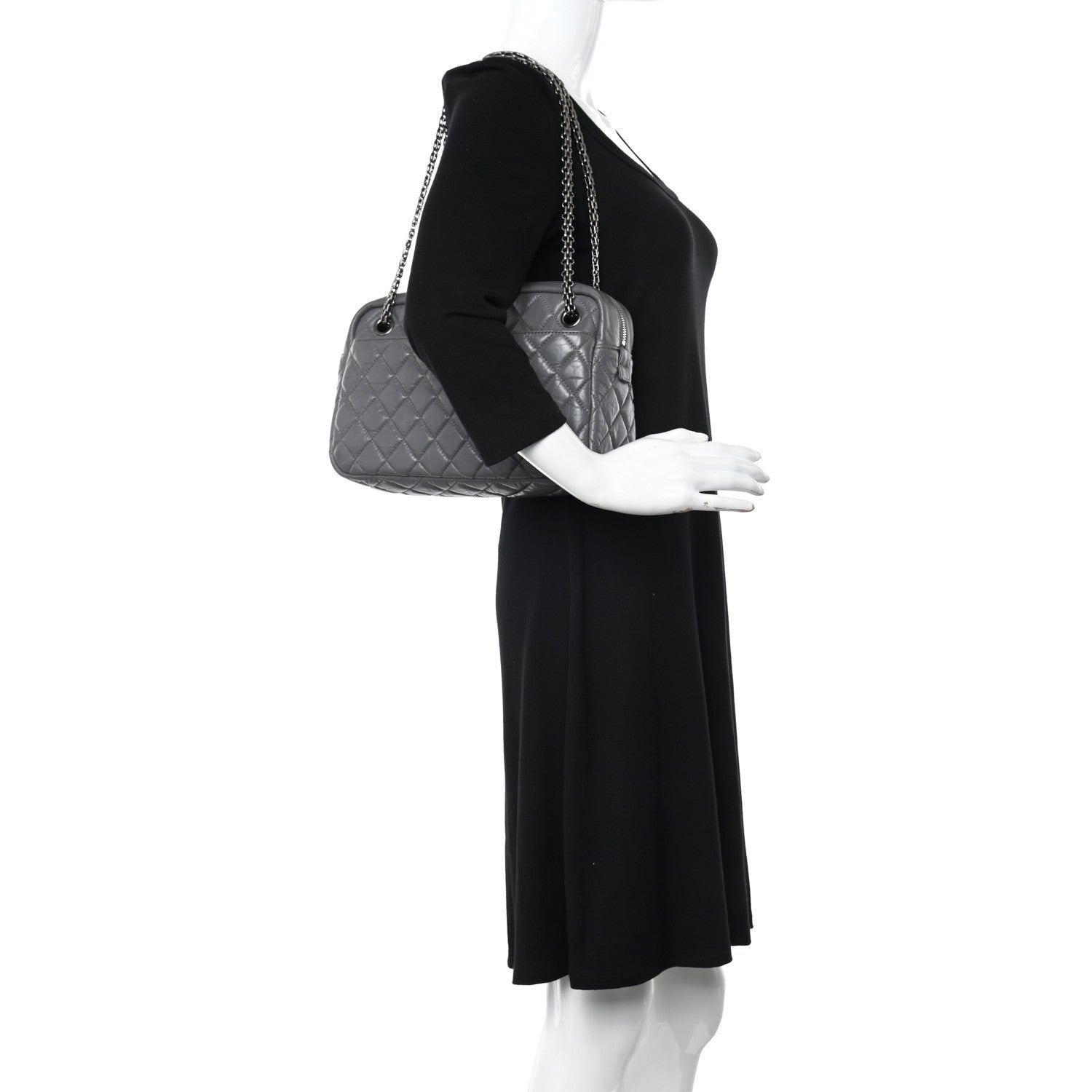 Chanel Aged Calfskin Quilted Medium Reissue Camera Case Grey 2 of 11