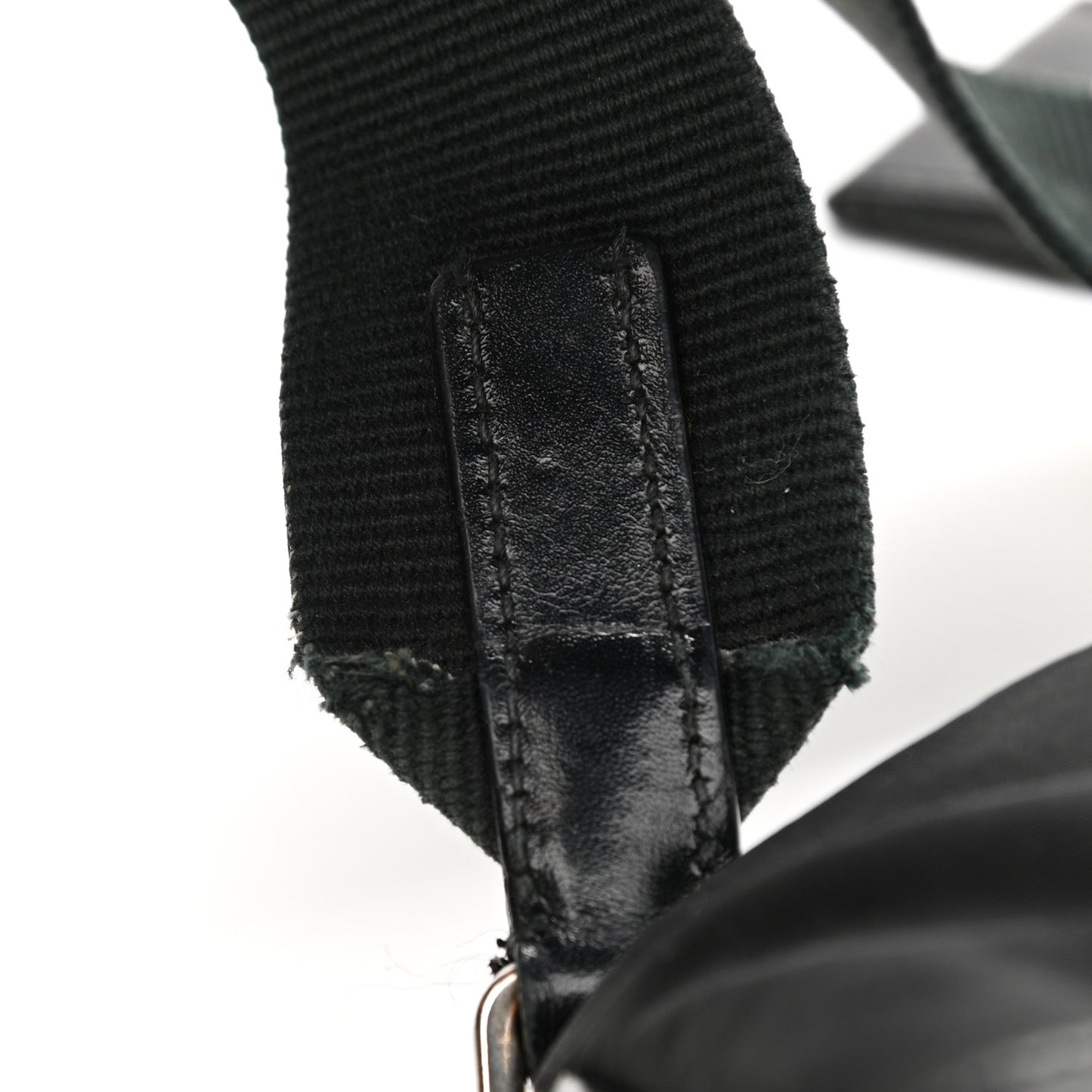 Tessuto Nylon Soft Calf Shoulder Bag Black