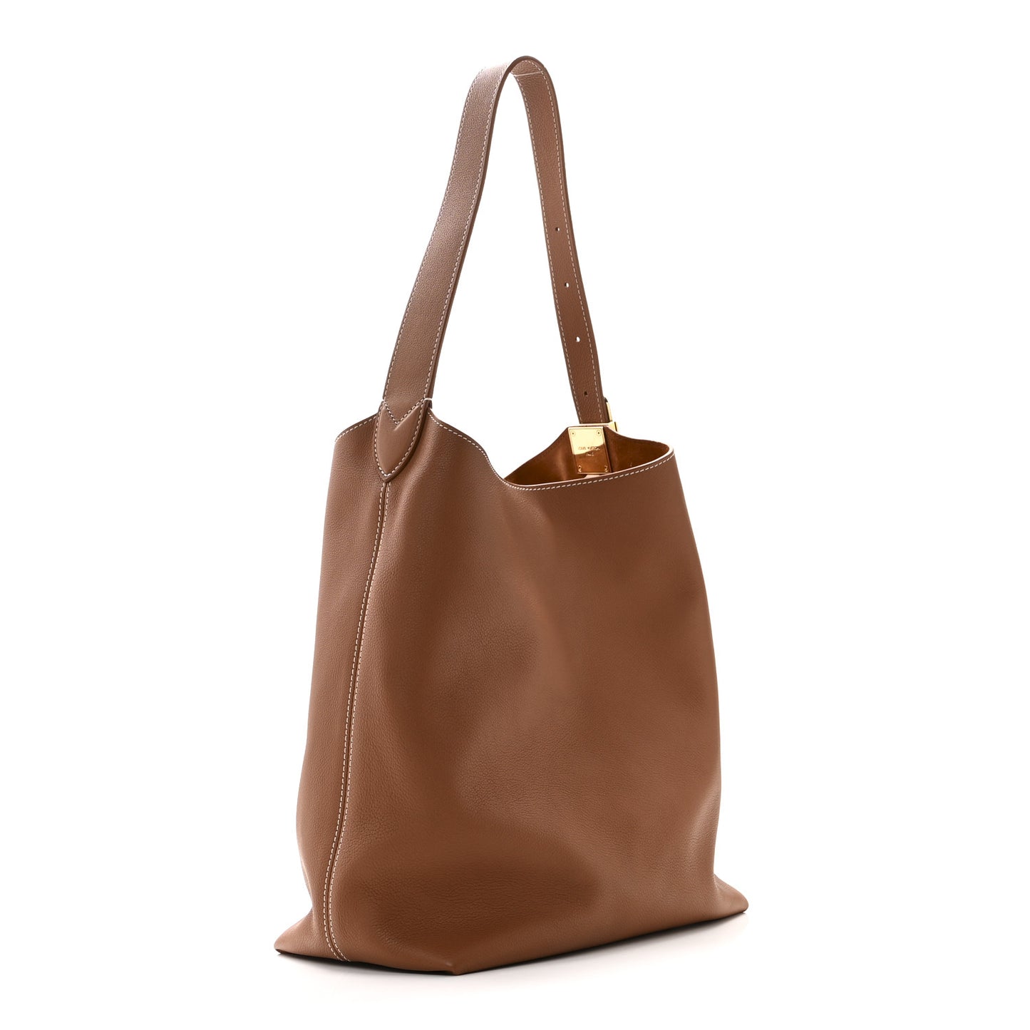 Grained Calfskin Low Key Hobo MM Cognac