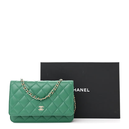 Chanel Lambskin Quilted Wallet On Chain WOC Green 12 of 12