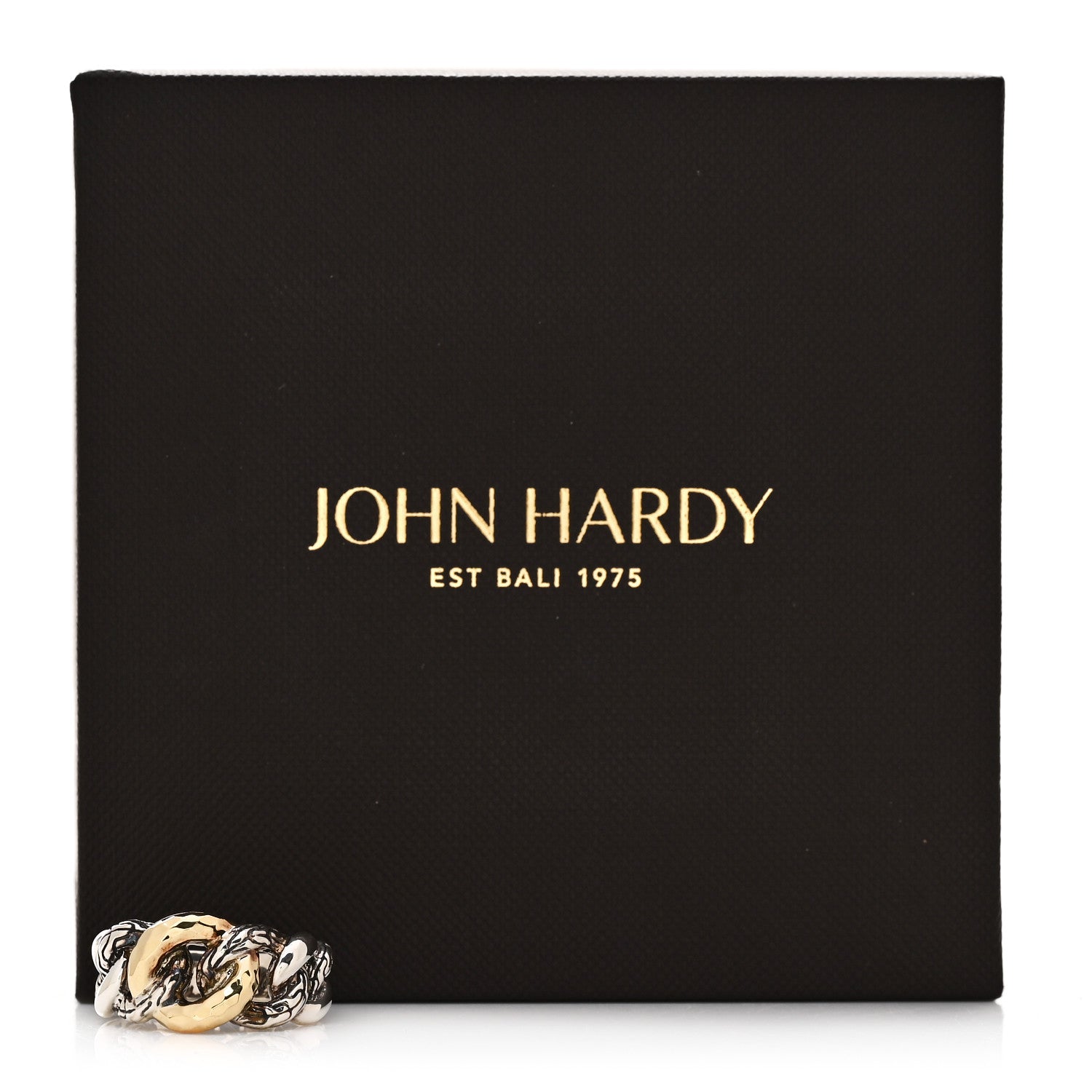 John Hardy Sterling Silver 18K Yellow Gold Classic Chain Curb Link Ring 54 7 5 of 5