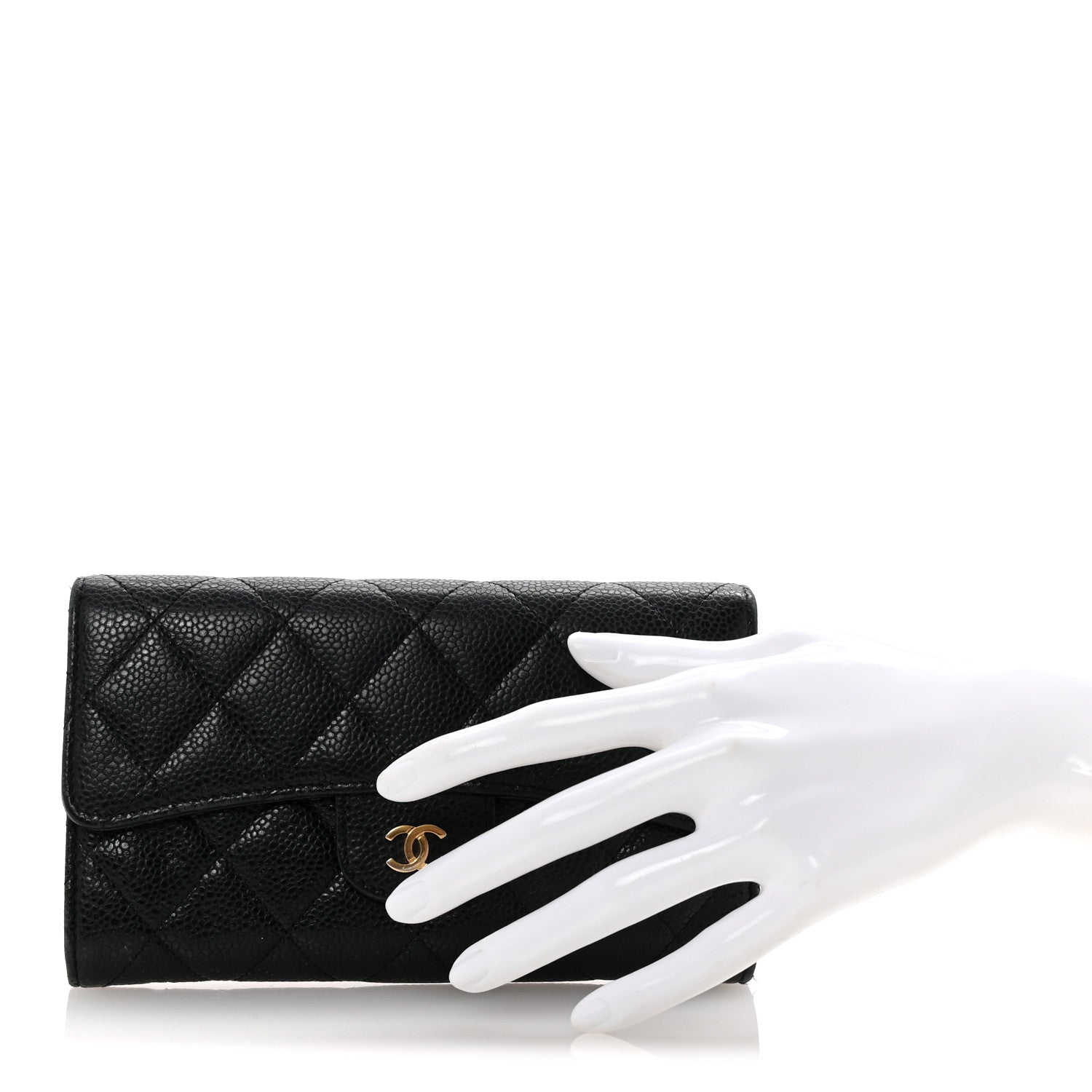Chanel Caviar Quilted Long Flap Wallet Black 2 of 8