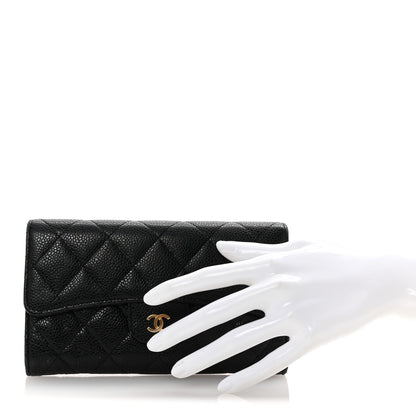 Chanel Caviar Quilted Long Flap Wallet Black 2 of 8