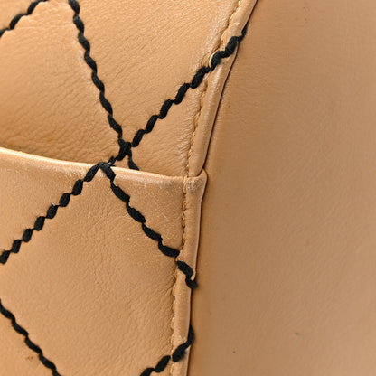 Chanel Calfskin Wild Stitch Duffel Bag Beige 12 of 15